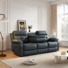 Genuine Leather Non-Power Reclining Sofa With Drop Down Table, Stainless Steel Cupholders And Magazine Bag - Blue - Image 4