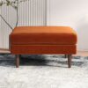 Amber - Square Upholstered Ottoman Velvet - Burnt Orange - Image 3