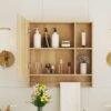 Wall Mounted Bathroom Storage Cabinet With Mirror Door, Medicine Cabinet, Over The Toilet Storage Cabinet With Shelves And Towel Rack - Burly Wood - Image 5