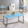 GT - 3 Piece Carbon Fiber Wrap Coffee Table And End Table (Set of 3) - Blue - Image 4