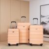 Expandable 3 Piece Luggage Sets Pc Lightweight & Durable Suitcase With Two Hooks, Spinner Wheels, Tsa Lock, (21/25/29) - Peach - Image 2
