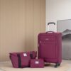 3 Piece Set (18/Travelbag /Toiletry Bag), Softshell Suitcase Spinner Wheels Terylene Polyester Luggage Sets Carry On Suitcase Luggage Lightweight Durable Suitcase - Wine Red - Image 2