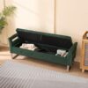 Wide Storage Soft Ottoman Bench With Armrests, Footrest Bed End Stool For Living Room, Dorm, Entryway And Bedroom - Green - Image 8