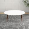 Ada - Mid-Century Modern Style Top Oval Dining Table - Brown / White - Image 8