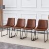(Set of 4) Retro Chairs, Comfortable Bar Stools, Suitable For Industrial And Vintage Style Environments - Brown - Image 5