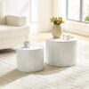 Premium Nested Table Set 2 Pieces, Coffee Table Set For Living Room - White - Image 15