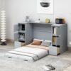Twin Size Murphy Bed With Drawers, Cabinets, USB Ports Material - Gray - Image 19