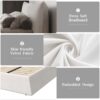 King Size Upholstered Platform Bed With Special Shaped Velvet Headboard, Metal & Solid Wood Frame - Cream - Image 13