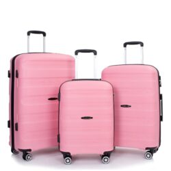 Hardshell Suitcase Spinner Wheels Pp Luggage Sets Lightweight Durable Suitcase With Tsa Lock, 3 Piece Set (20/24/28) - Pink