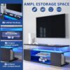 TV Stand For 60" TV LED Gaming Entertainment Center Media Storage Console Table With Large Side Cabinet For Living Room - Black - Image 5