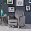 Bolt - Upholstered Recliner Chair With Stainless Steel Base - Gray / Chrome - Image 2