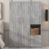 2 Doors Wardrobe Storage For Bedroom With Shelves And 3 Drawers - Gray - Image 12