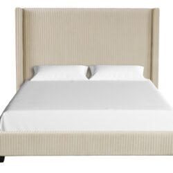 King Upholstered Elegant Design Bed - Beige