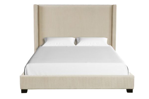 King Upholstered Elegant Design Bed - Beige