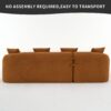 Compression Sofa: Combining Chaise Longue With 3 Seater, Wood Grain Chenille Fabric, Full Sponge Compression Sofa, Combined Sofa With 4 Pillows For Living / Home Furniture / Apartment - Orange - Image 20