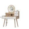 Elegant Makeup Vanity Desk With Adjustable Lighted Mirror Table Feet - American White Oak - Image 3