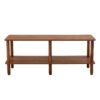 Modern Double Deck TV Cabinet Is Suitable For Living Room, Rectangular Center Table With Open Storage Shelf, Rounded Rubberwood Legs, Stable And Durable - Walnut Brown - Image 5