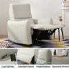 Wall Hugger Recliner, Power Recliner Chair, Electric Recliner For Living Room, Leather Reclining Armchair, Reclining Sofa For Bedroom / Apartment / Rv, With USB Port (Type - C) - Light Gray - Image 14