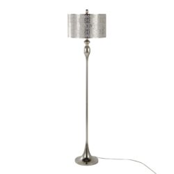 Ashland - Contemporary Floor Lamp Laser Cut - Polished Nickel / White