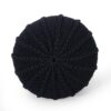 Bordeaux - Knitted Cotton Round Pouf Ottoman And Floor Cushion - Dark Blue - Image 4