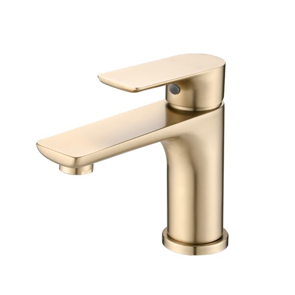 Modern Single Handle Lavatory Basin Sink Faucet With Aerated Stream - Brushed Gold