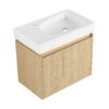 Modern 24" Bathroom Vanity With Ceramic Basin, Wall Mounted Floating Sink Combo, Wooden Storage Cabinet - Oak - Image 6
