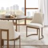 Contemporary Modern Accent Dining Chairs With Antique Gold Metal Frame (Set of 2) - Cream - Image 2