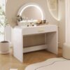 Makeup Vanity Table With Mirror Touch Screen Lighted Mirror, Dressing Table With Drawer For Bedroom - White - Image 2