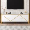 Modern Minimalist TV Stand For TVs Up To 75", Entertainment Center Media Console Cabinet With 2 Spacious Cabinets For Living Room - White - Image 2