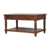 Turned Legs 2 Drawer Coffee Table - Brown - Image 3