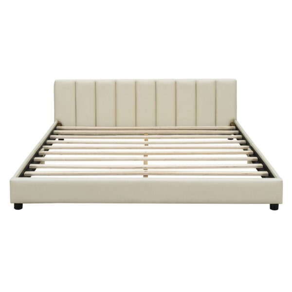 Queen & Twin Long Size Upholstered Platform Bed, Mother & Child Bed - Beige