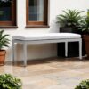 Outdoor Patio Stationary Bench With Sunbrella Fabric Cushion - Grayish - Image 8