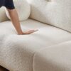 Lamb's Wool 2 Seater Cushion Sofa Comfortable Sofa For Living Room Bedroom And Other Casual Spaces Lamb's Wool Sofa With 2 Cushions And 2 Ball Pillows - White - Image 15