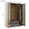 3 Doors Rattan Wardrobe Storage For Bedroom, With 2 Drawers - Gray / Nature - Image 13