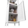 Bamboo Storage Cabinet With Tall Linen Tower, Multi Functional For Bathroom And Living Spaces - White - Image 15