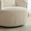 Upholstered Metal Base 360 Degree Swivel Barrel Soft Chair With Pillow, For Club, Living Room, Bedroom, Office As Well As Reading Armchair - Ivory - Image 7