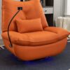 270 Swivel Glider Recliner Chair, Power Recliner Rocking Chair, USB Port Charge For Nursery Chair With Atmosphere Lamp For Living Room Bedroom Apartment - Orange - Image 3