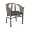 Outdoor Wooden Dining Chairs With Cushions, (Set of 2) - Dark Gray / Gray - Image 7