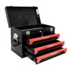 Portable 20" Steel Tool Box With 3 Drawers And Metal Latch Closure - Black / Red - Image 4