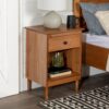 Classic 1 Drawer Solid Wood Nightstand With Cubby - Caramel - Image 4