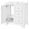 Bathroom Vanity Cabinet With Ceramic Basin, 3 Drawers And Adjustable Shelves - White - Image 14