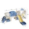 Toddler Slide Kids Playground With Basketball Hoop And Swing - Blue Yellow - Image 3