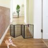 Pet Gate Dog Gate For Doorways, Stairs Or House Freestanding Folding - Dark Brown - Image 2