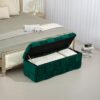 Upholstered Fabric Storage Ottoman Bench With Safety Hinge For Living Room & Bedroom - Green - Image 9