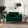 Amber - Velvet Lounge Chair - Brown / Dark Green - Image 8