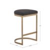 Counter Stool With Upholstered Seat, Metal Base - Charcoal / Antique Gold - Image 3