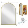 Arched Recessed Medicine Cabinet, Metal Framed Bathroom Wall Cabinet With Mirror And Adjustable Shelves, Wall Mirror With Storage For Bathroom - Matte Gold - Image 8