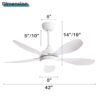 42" Ceiling Fan With Light And Remote Cotnrol 6 Speeds DC Reversible Motor - White - Image 8