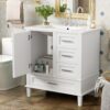 Bathroom Vanity, Modern Bathroom Cabinet With Sink Combo Set, Bathroom Storage Cabinet With A Soft Closing Door And 3 Drawers, Solid Wood Frame - White - Image 4