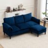 Convertible Combination Sofa, Sofa L Shaped, Sofa With Footstools With Storage Sofa For Living Room, Living Room 3 Seater Combination Sofa - Blue - Image 4